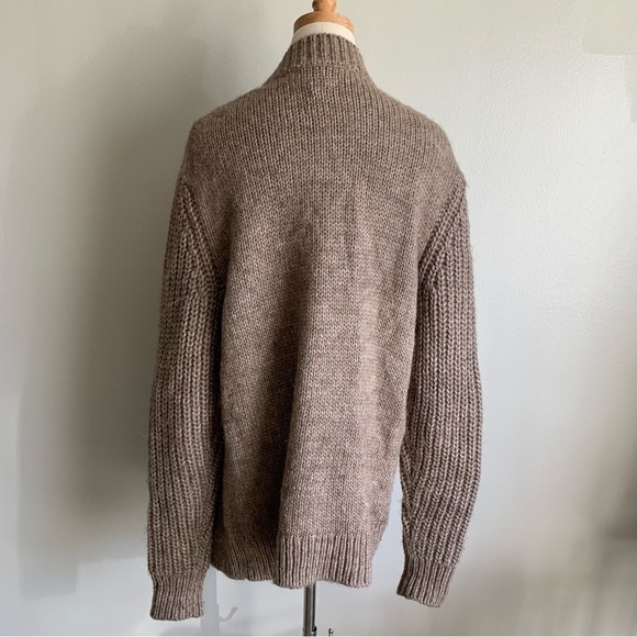 All Saints alpaca wool zip front wrap chunky knit cardigan beige size small - Picture 4 of 8
